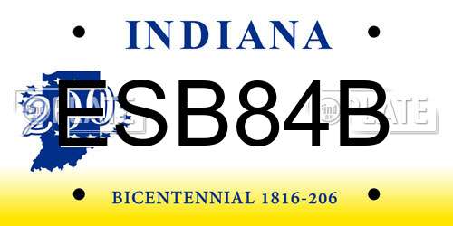 ESB84B Indiana License Plate
