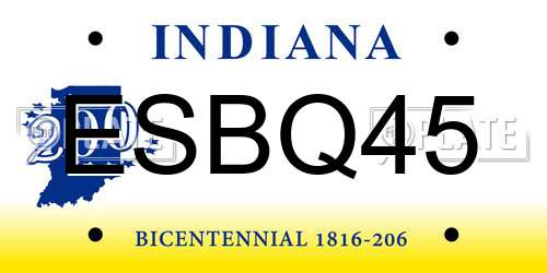 ESBQ45 Indiana License Plate