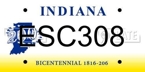 ESC308 Indiana License Plate