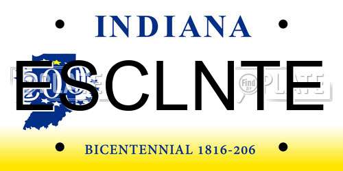ESCLNTE Indiana License Plate
