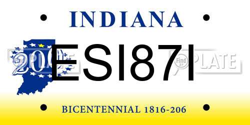 ESI87I Indiana License Plate