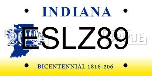 ESLZ89 Indiana License Plate