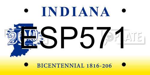 ESP571 Indiana License Plate