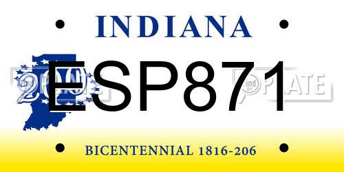 ESP871 Indiana License Plate