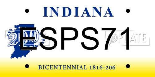 ESPS71 Indiana License Plate