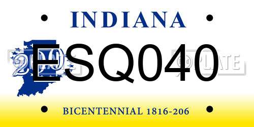 ESQ040 Indiana License Plate