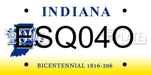 ESQ04O Indiana License Plate
