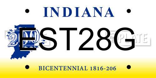 EST28G Indiana License Plate