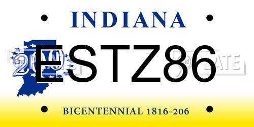 ESTZ86 Indiana License Plate