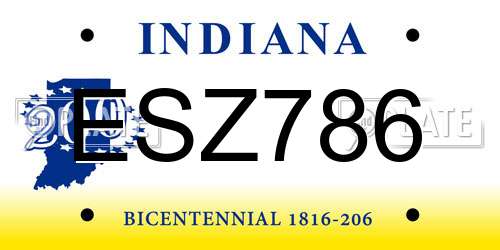 ESZ786 Indiana License Plate