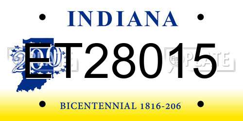 ET28015 Indiana License Plate
