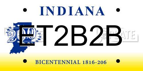 ET2B2B Indiana License Plate
