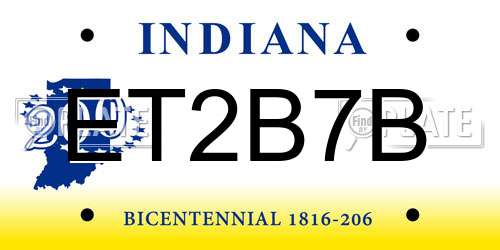 ET2B7B Indiana License Plate