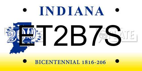 ET2B7S Indiana License Plate
