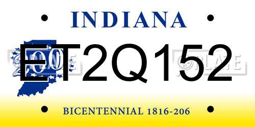 ET2Q152 Indiana License Plate