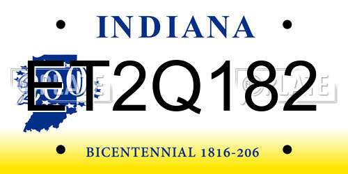 ET2Q182 Indiana License Plate