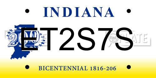 ET2S7S Indiana License Plate