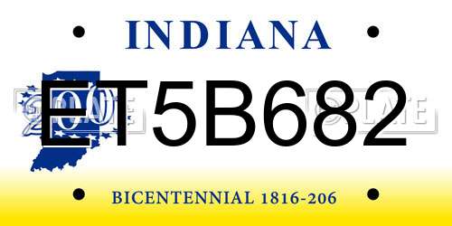 ET5B682 Indiana License Plate