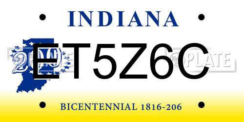 ET5Z6C Indiana License Plate