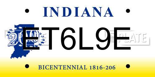 ET6L9E Indiana License Plate