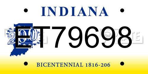 ET79698 Indiana License Plate
