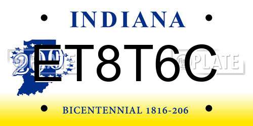 ET8T6C Indiana License Plate