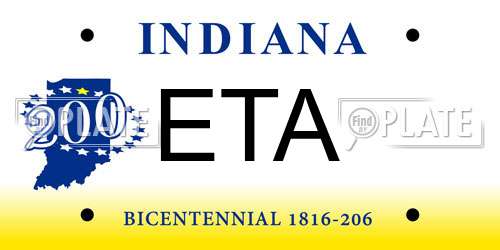 ETA Indiana License Plate