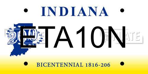ETA10N Indiana License Plate