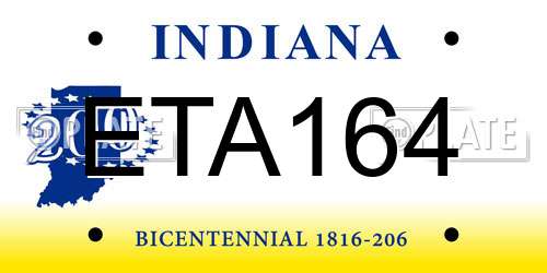 ETA164 Indiana License Plate