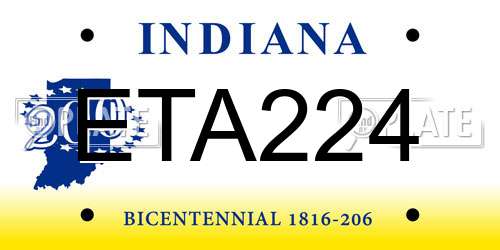 ETA224 Indiana License Plate