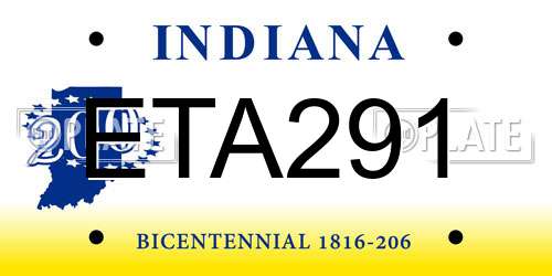 ETA291 Indiana License Plate