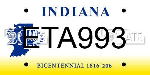 ETA993 Indiana License Plate