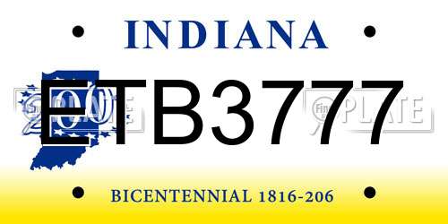 ETB3777 Indiana License Plate