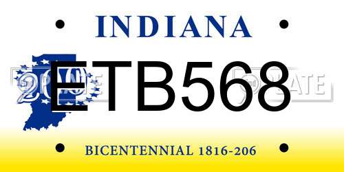 ETB568 Indiana License Plate