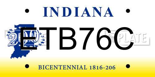 ETB76C Indiana License Plate