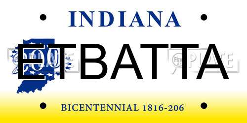 ETBATTA Indiana License Plate