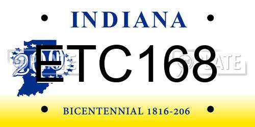 ETC168 Indiana License Plate