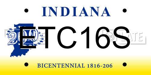 ETC16S Indiana License Plate