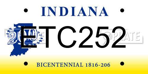 ETC252 Indiana License Plate