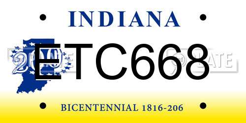 ETC668 Indiana License Plate