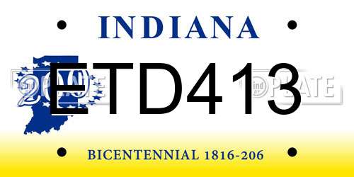 ETD413 Indiana License Plate