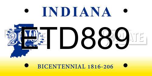 ETD889 Indiana License Plate
