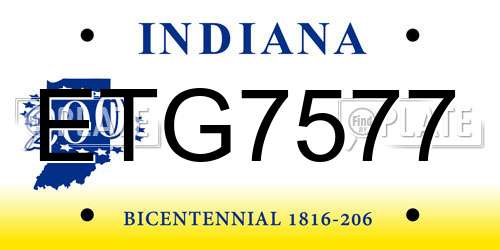 ETG7577 Indiana License Plate