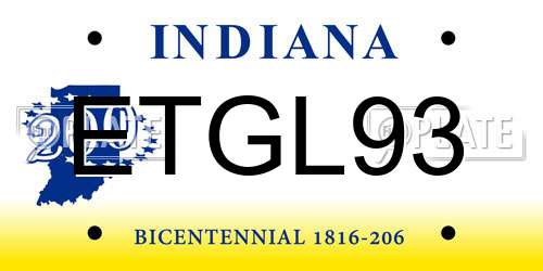 ETGL93 Indiana License Plate