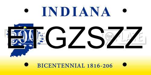 ETGZSZZ Indiana License Plate