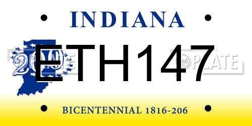 ETH147 Indiana License Plate