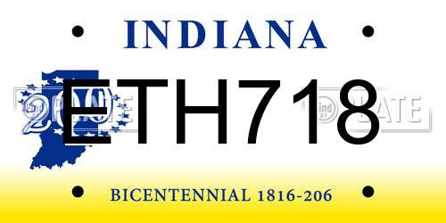 ETH718 Indiana License Plate