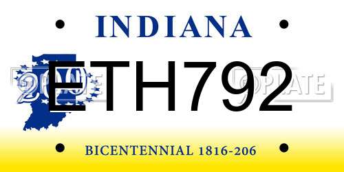 ETH792 Indiana License Plate