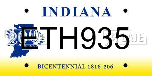 ETH935 Indiana License Plate