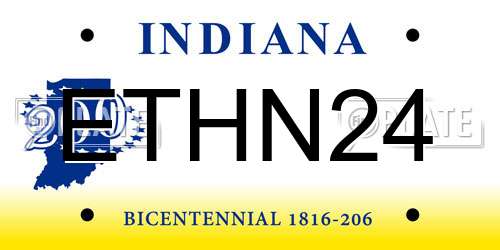 ETHN24 Indiana License Plate